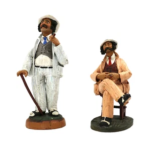 Riccardo Varsallona Caltagione Italien Terrakotta Statuen 2er Set Zigarre Herren - Bild 1 von 24