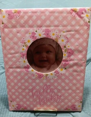 Libro de recuerdos rosa blanco a cuadros flor bebé nuevo bebé niña hola bebé  Foto 1 de 4