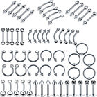 60Pcs Steel Mixed Nose Lip Eyebrow Tongue Belly Bar Ring Body Piercing Jewe-xd_w