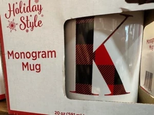 Holiday Style Plaid Monogram "J" Mug  Style 4.5" 20 ounce - Picture 1 of 5