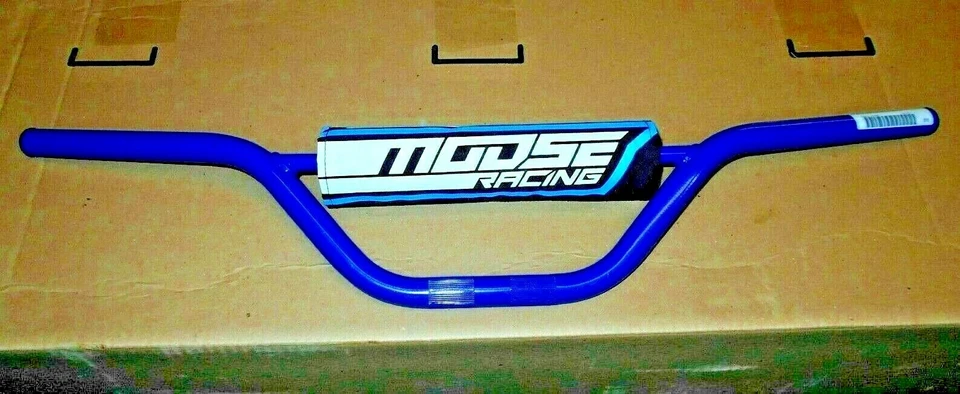 SUZUKI DS80,KAWASAKI KDX80,KE100,KLX110,KLX140 STEEL HANDLEBARS BARS & PAD, BLUE — 第 1/1 张图片