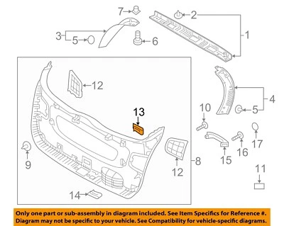 Cubierta de manija de escotilla derecha puerta trasera Sorento 2016 fabricante original KIA 81235C6000WK Foto 1 de 2