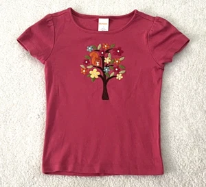 Gymboree Pink Shirt Top Embroidered Tree Squirrel Short Sleeves Girls 4 - Bild 1 von 6