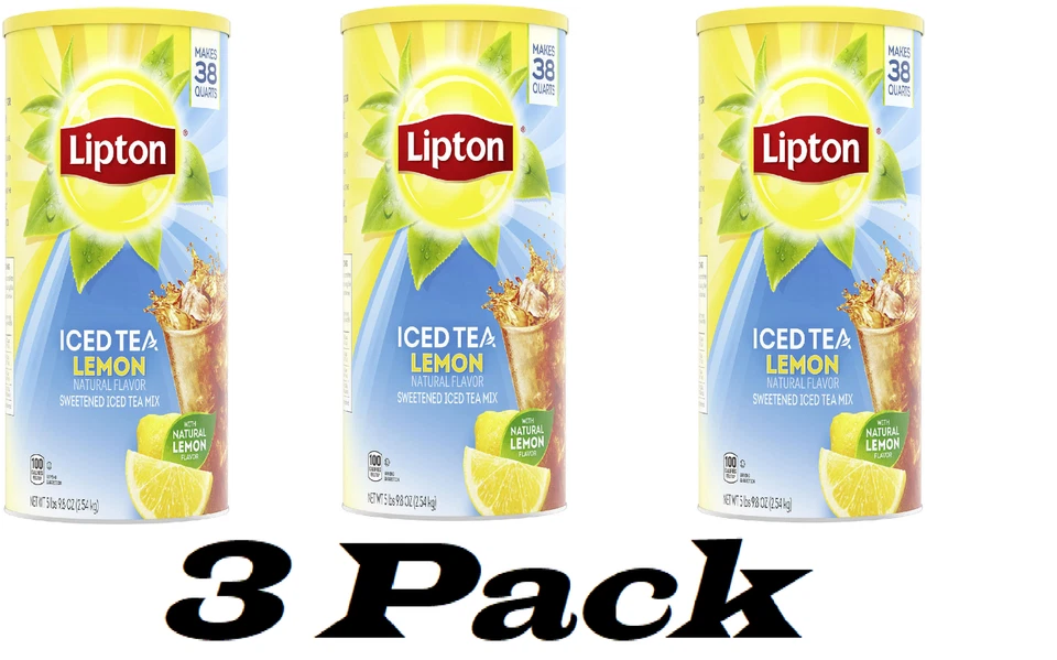 Lipton Beverage Natural Lemon Sugar Sweetened Iced Tea Mix 100 Oz Canister