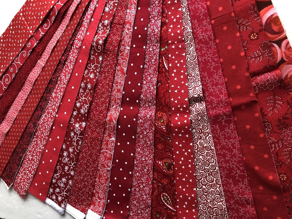 20 tiras acolchoadas de tecido 100% algodão 100% algodão rolo geléia vermelho 2,5 pol. X WOF - Imagem 1 de 1