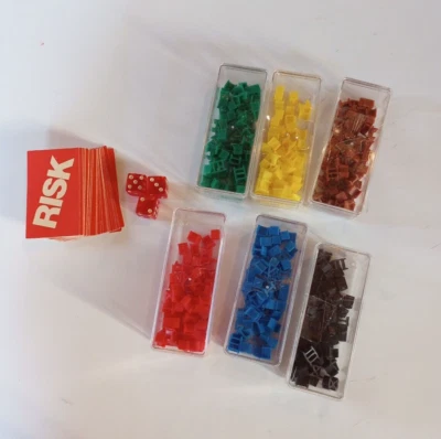 Vintage 1980 Risk Board Game Replacement Parts Pieces Dice Cards Instructions  - Image 1 of 4
