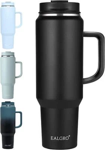 50 Unzen Becher mit Griff, isolierter Becher Deckel und 50 Unzen, schwarz - Bild 1 von 5