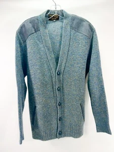 VTG CARDIGAN SWEATER WOOL SUEDE KNIT SCHOOL ROCKABILLY PREPPY COBAIN GRUNGE MCM - Picture 1 of 13