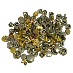  Mixed Crowns Watchmakers 100 assorted size watch crown winders repair replace  - Picture 1 of 1