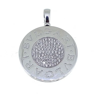 Extra Large BULGARI BVLGARI 2 Carats Diamond and Onyx Steel Necklace Pendant - Image 1 of 4