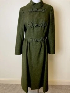 Vtg. Resi Hammerer Loden Und Sportcouture Wool Long Coat Braided Toggle 38 Austr - Picture 1 of 7