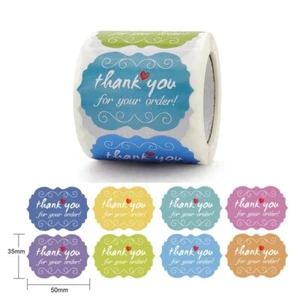 Gracias por su pedido pegatinas sello corazón etiquetas para embalaje sobres bolsa - Imagen 1 de 3