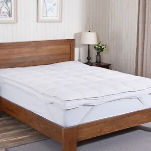3" Premium 2 Layer Design White Goose Feather Beds Mattress Topper Pillow Topper