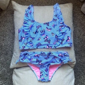 Girls' Kensie Girl Butterfly Stripe 2pc Swimsuit 7/8, 10/12 and 14/16 - Picture 1 of 5