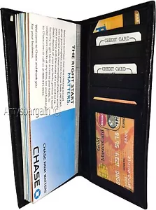 Cartera de cuero para chequera para mujeres/hombres, billetera negra a cheques de facturas sin marca nueva - Imagen 1 de 12