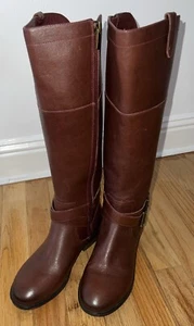 Marc Fisher QMAUDREY Riding Boots Burgundy / Dark Red Tall Buckle Size 7M - Picture 1 of 19