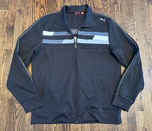 PUMA Black & Gray Full Zip Retro Stripe Lightweight Sweatshirt Jacket XL - Picture 1 of 4