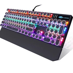 Typewriter Style Mechanical Gaming Keyboard Black Retro Punk Gaming Keyboard ... - Picture 1 of 9