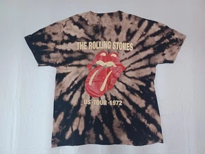 Rolling Stones Shirt Mens L Black Vintage Faded Wash Tie Dye Grunge Tour Concert - Picture 1 of 12