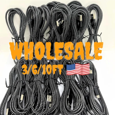 Wholesale Braided Micro USB Fast Charging Data SYNC Charger Cable Cord 3/6/10FT - Image 1 of 4