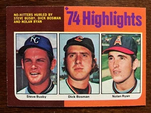 1975 Topps Baseball Busby Bosman Nolan Ryan #7 Highlights No Hitters NRMT - Bild 1 von 2