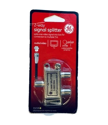 New Not Open GE 2-WAY SIGNAL SPLITTER 5-900 MHZ UPC 030878332187 - Image 1 of 4