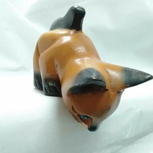 Figuring Wooden Cat Handmade Carved Teak Kitten Kitty Wood Home Decoration Gift - Picture 1 of 11