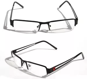 Men Khan Rectangular Half Rimless Metal Reader Reading Glasses Sophisticate look - Picture 1 of 6