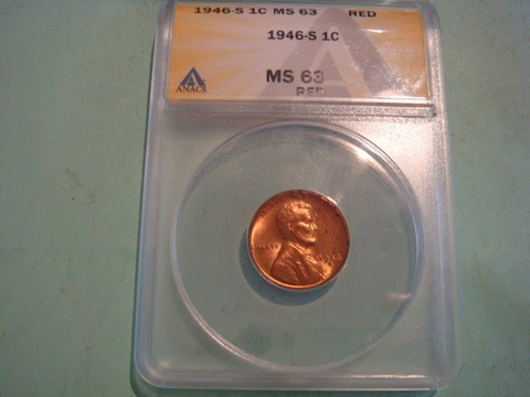 1946 S Lincoln Cent Red MS 63 Cover