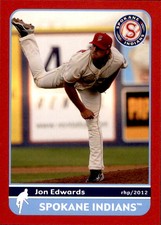 2012 Spokane Indians Grandstand 13 Jon Edwards Chicago Illinois IL Baseball Card