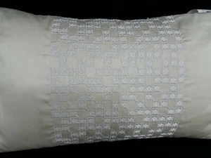Hotel Collection IVORY EMBROIDERED DECORATIVE PILLOW 680 THREAD COUNT 14X24 NEW - Picture 1 of 11