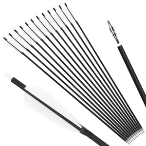 30'' Carbon Arrows SP500 4'' Turkey Feather Screw Broadheads Archery Bow Hunting - Picture 1 of 20