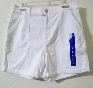 NWT Gloria Vanderbilt Womens Utility Shorts White Elastic Waist High Rise Size L - Picture 1 of 5