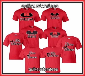 MOM AND DAD T-SHIRTS COUPLES DESIGN MICKEY AND MINNIE SON DAUGHTER SISTER - Picture 1 of 6