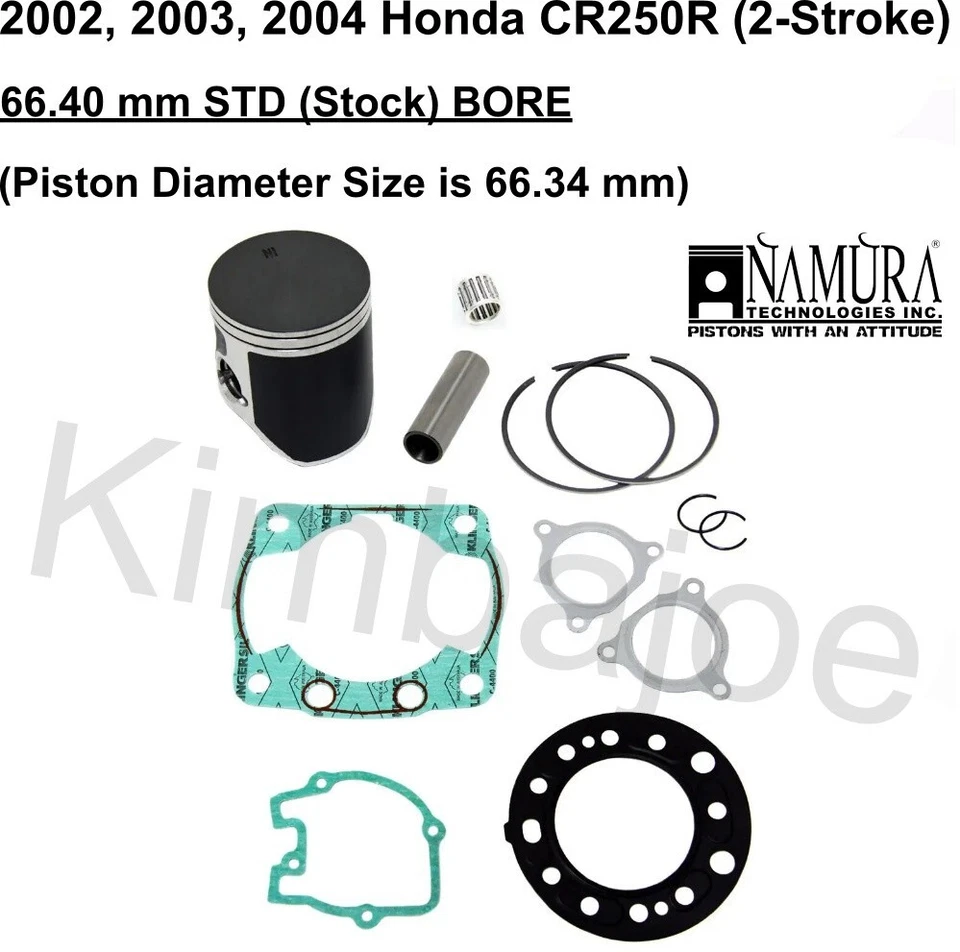 Honda CR 250 R 2002 2003 2004 66,40 mm STD Stock Diámetro Namura Pistón Kit Reconstruido Foto 1 de 1