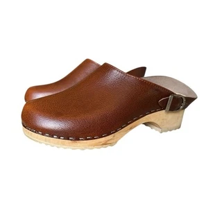 Hanna Andersson Handmade Brown Leather Clogs Size 38 /Youth 5.5 / Women’s 7 - Picture 1 of 8