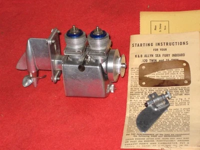 NEW? VINTAGE K&B ALLYN SEA FURY TWIN INBOARD 12 MODEL BOAT MARINE ENGINE wRUDDER - Image 1 of 4