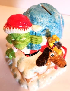 Grinch & Max the Dog Ceramic Coin Bank  w/Bottom Plug - Picture 1 of 1