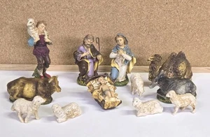 Vintage 12 Pc Figurine Nativity Scene Chalkware/Paper Mache Italy - Picture 1 of 24