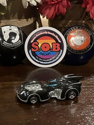 Hot Wheels Batman Arkham Asylum Batmobile Black Diecast 1:64 USED NM Cond - Image 1 of 4