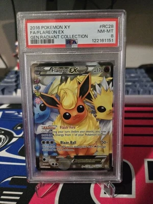 Flareon EX (Full Art) RC28-32 Generations: Radiant Collection Holo PSA 8 - Image 1 of 3