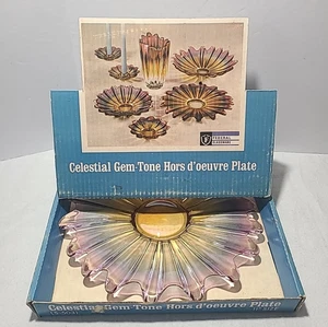 VTG Federal Glass Celestial Pattern Sunburst Serving Gem-Tone Plate 11”  in Box - Picture 1 of 15