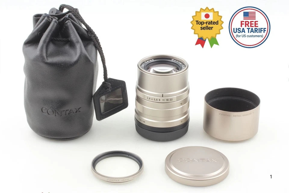 [Top Mint w/ Hood] Contax Carl Zeiss Sonnar T* 90mm f/2.8 Lens G1 G2 from JAPAN - Image 1 of 4