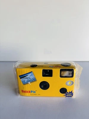 QuickPix Disposable 35mm Film Camera Flash 27 Photos Vintage New Sealed Yellow - Image 1 of 4