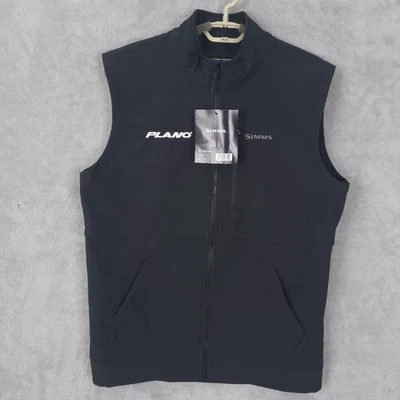 Simms Rogue Vest Mens Medium Black Raven Plano Fishing Softshell Zip Front - Image 1 of 4