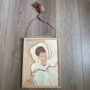 Exquisite Frame Baby Mourning Picture Real Hair/Clothes/Bedding Mortem Victorian - Picture 1 of 16