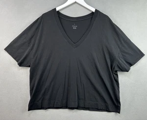 Everlane Shirt Damen XL schwarz Bio Baumwolle V-Ausschnitt kastig Relaxed Fit T-Shirt Top - Bild 1 von 7