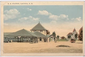 Laconia New Hampshire NH Postkarte Bahnhof LL Philbrook - Bild 1 von 2