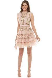 Neu Needle & Thread hochgeschlossenes Lagenlook Minikleid Gr. US 6 - Bild 1 von 9