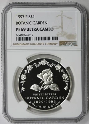 1997-P Botanic Garden Modern Silver Commemorative Dollar $1 PF 69 Ultra Cam NGC - Image 1 of 4